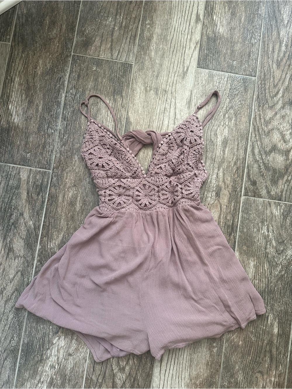 ILLA ILLA Lavender-Pink Crochet Bodice Romper